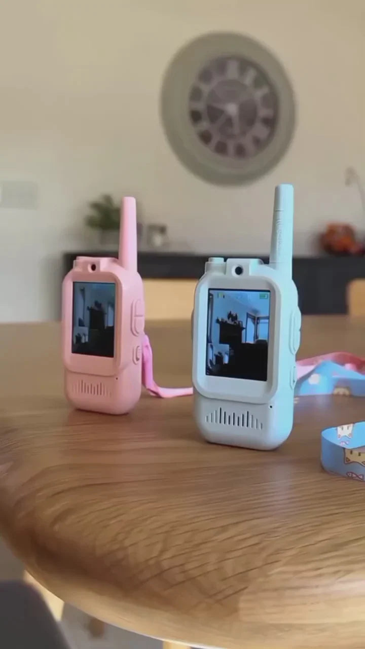 📷🎙️ Video Walkie Talkies for Kids 2 Pack(Blue&Pink) – HD Camera, Voice Changer, Screen Display & Two-Way Video Communication Toy