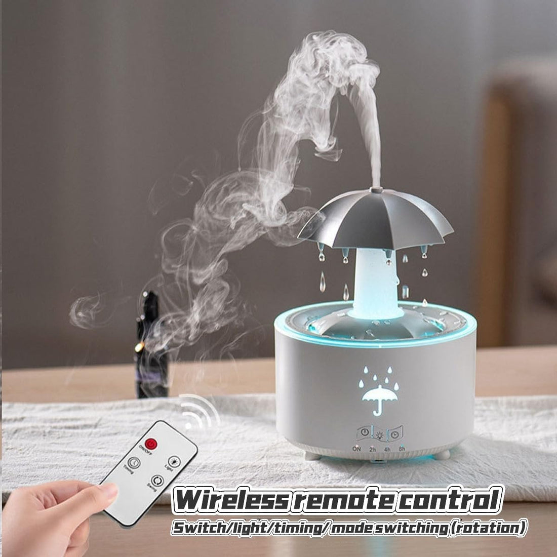 🌧️🎵 Audio Humidifier with Rain Effect – LED Aromatherapy Diffuser & Sleep Night Light