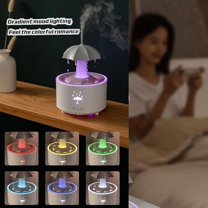 🌧️🎵 Audio Humidifier with Rain Effect – LED Aromatherapy Diffuser & Sleep Night Light