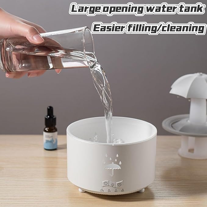 🌧️🎵 Audio Humidifier with Rain Effect – LED Aromatherapy Diffuser & Sleep Night Light