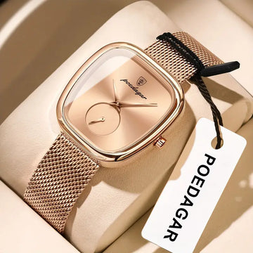 ساعة نسائية فاخرة بميناء مربع وحركة كوارتز-Luxury Square Dial Quartz Watch for Women