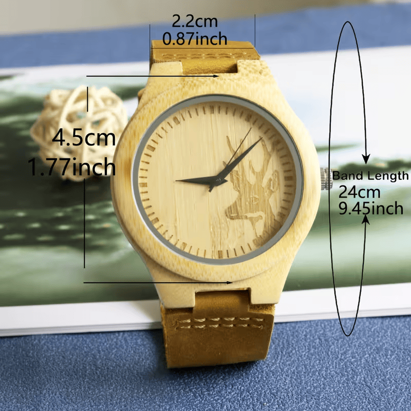 ⌚🌳 Stylish Men’s Walnut Wooden Watch – Quartz Movement with Genuine Leather Strap | Classic Vintage Wristwatch Gift for Men 🎁